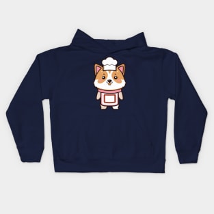 cute corgi kawaii funny chef Kids Hoodie